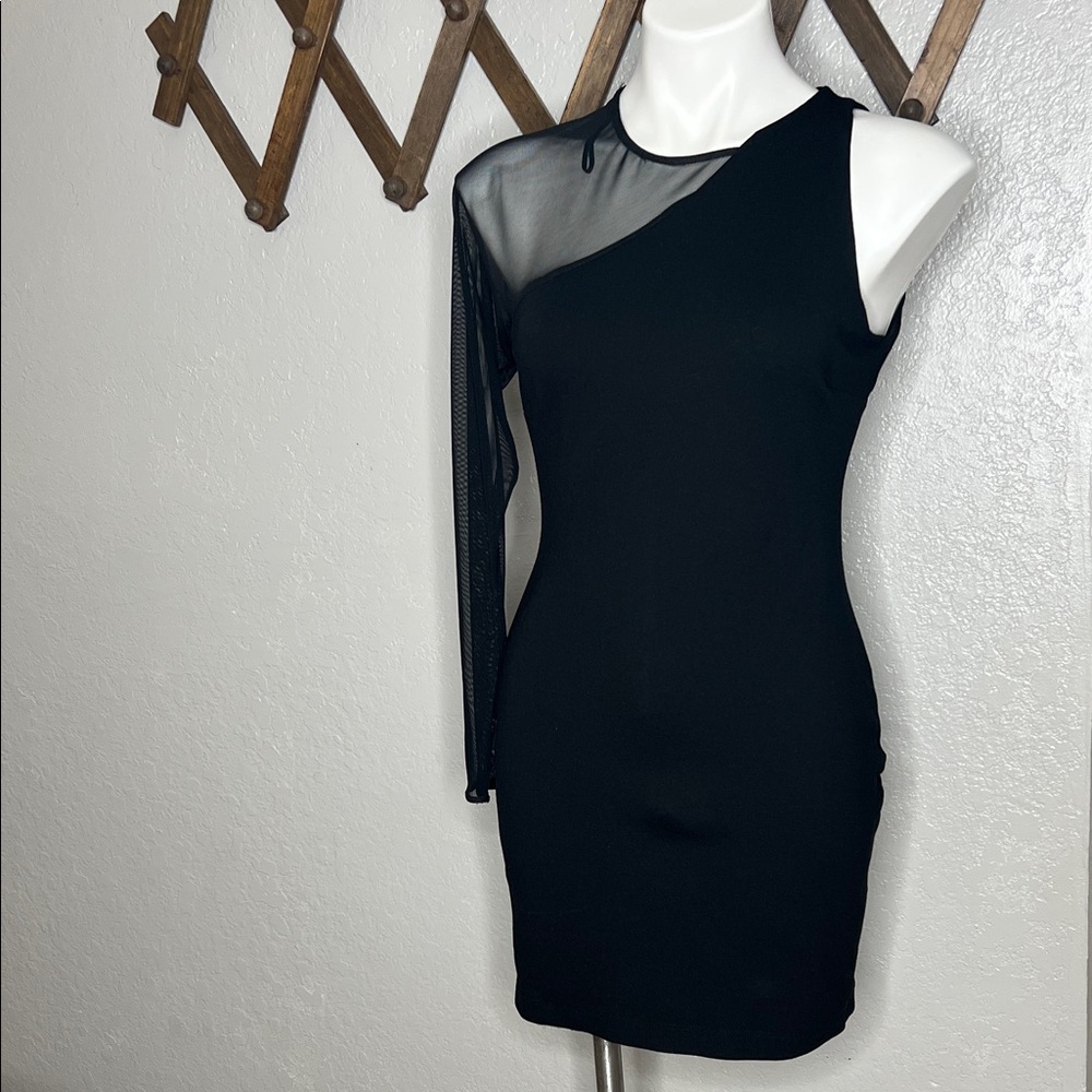Pre-owned Zara trafaluc Elegant Black One-Shoulder Dress size L